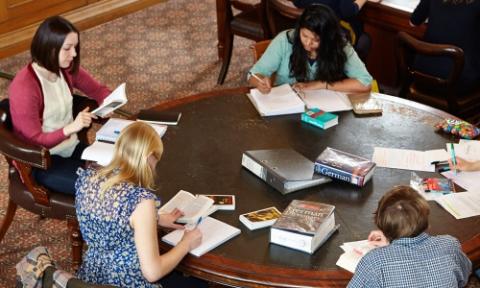 Photograph of students studying